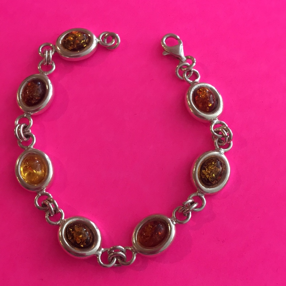 Vintage sterling 925 Amber bracelet
